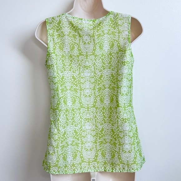Banana Republic Scoop Neck Like Green White Patterned Pullover Tank Top XS - Picture 5 of 10